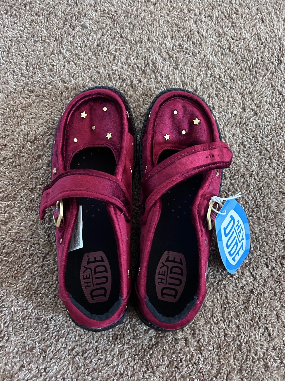 HEY DUDE Women’s Burgundy Star Mary Jane Shoes